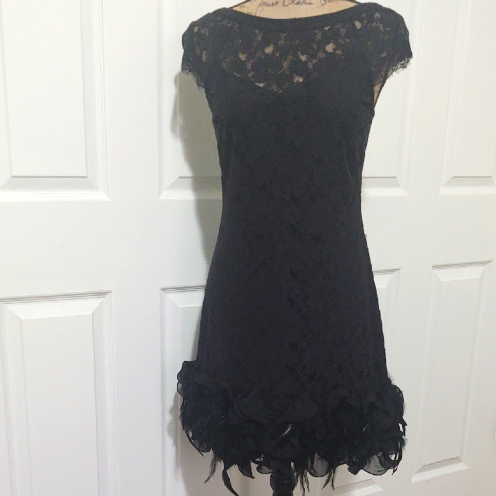 Jessica Simpson Black Embellished Ruffled Mini Dress